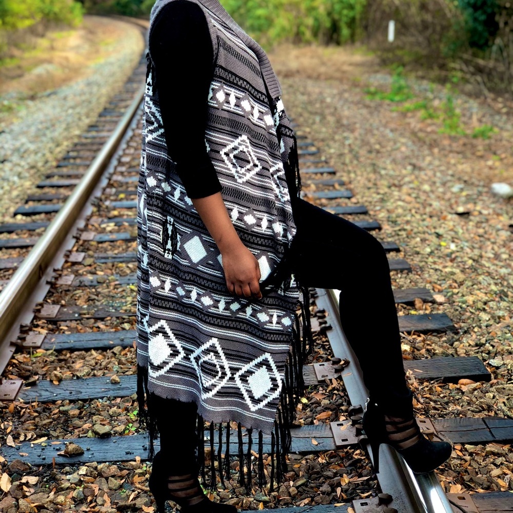 Printed Duster Sweater - Picture 1 of 5